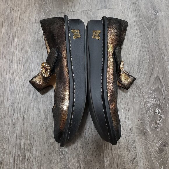 Alegria Paloma Mary Jane Nursing Shoes Sz 38 Black & Gold - Picture 4 of 10